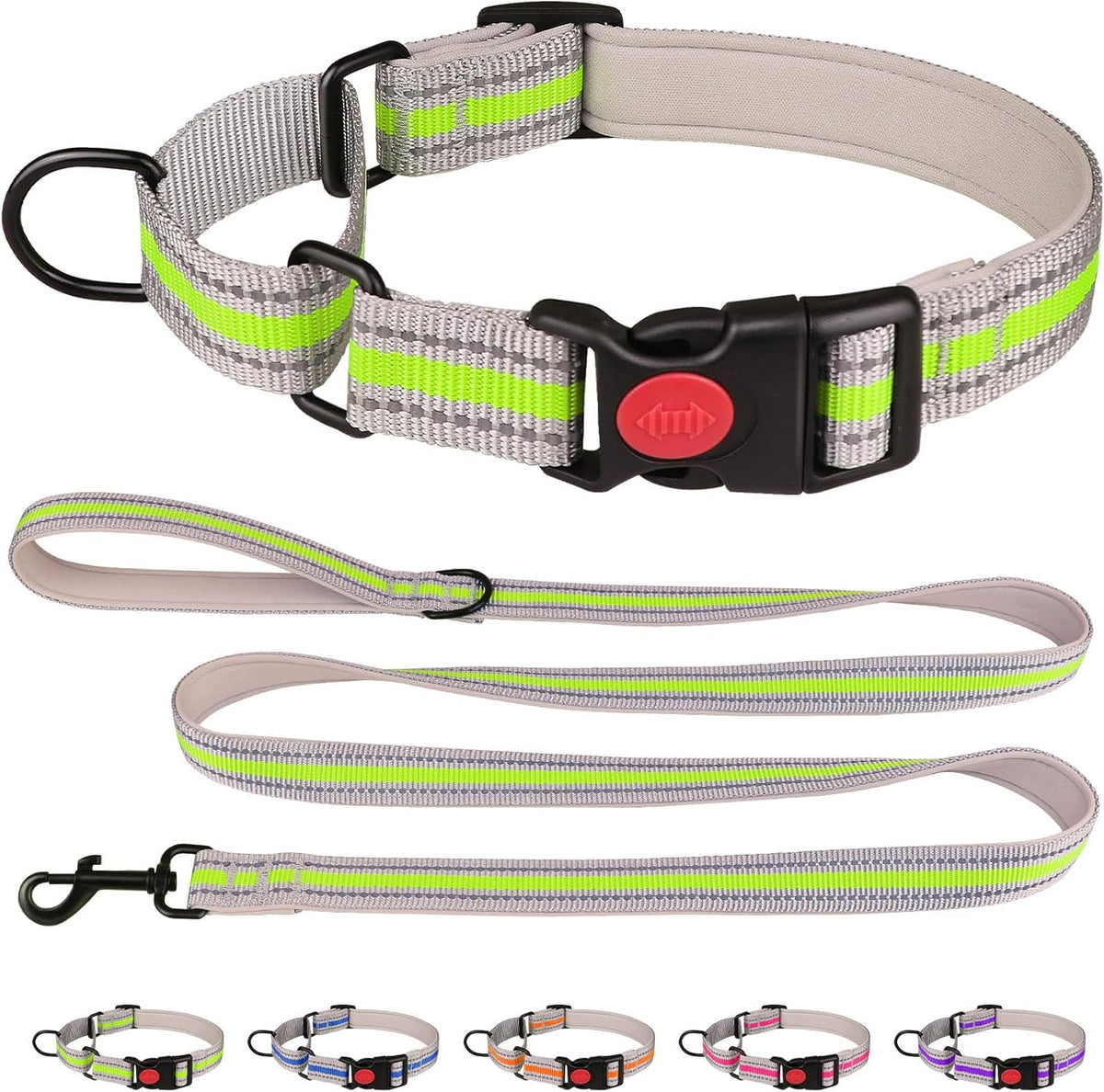 Martingale Collar for Dogs,Soft Neoprene Padded Reflective Martingale Collar and Leash Set Safety Buckle Nylon Martingale Dog Collar for Medium Dogs(Hotpink&M) - Image 10