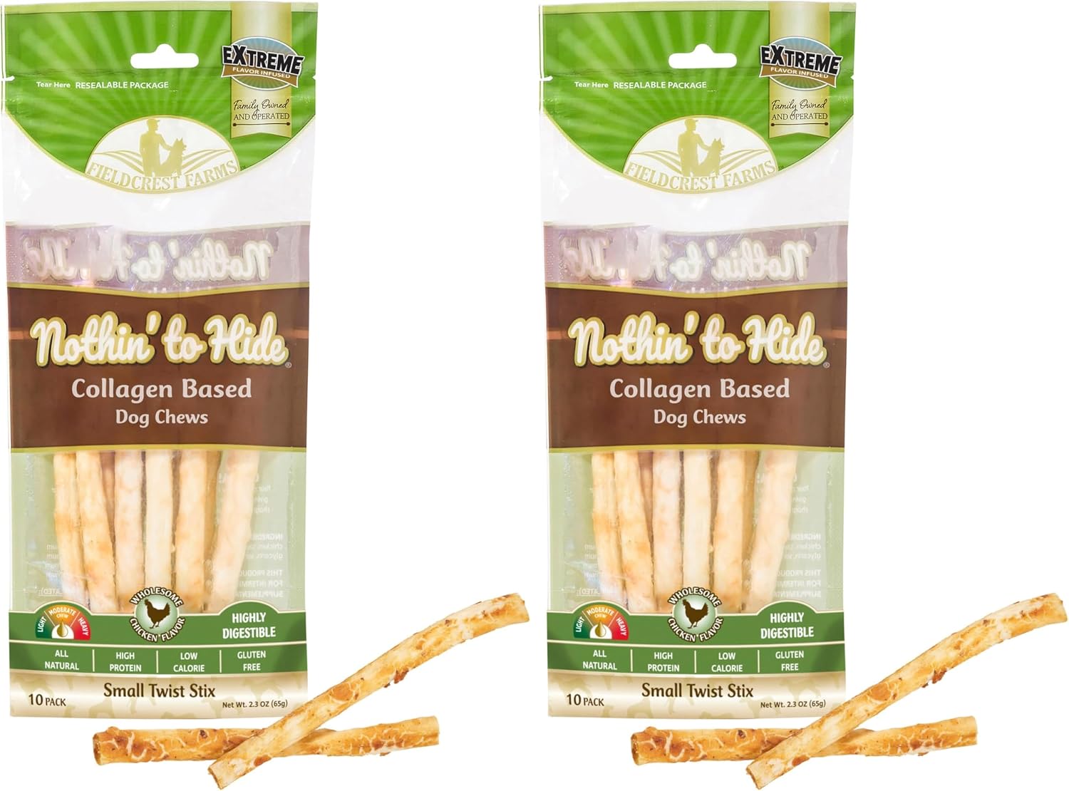 Fieldcrest Farms Nothin' to Hide Twist Stix, Bacon Flavor, Easily Digestible, Supports Skin, Coat, Joints & Muscles, for Moderate Chewers Under 15lbs, 10 Pieces - Image 13