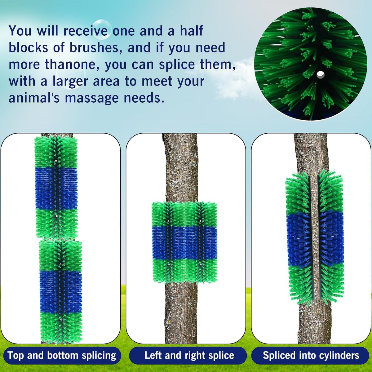 Tagysh self grooming animal brush close up view of pre drilled holes for fence installation