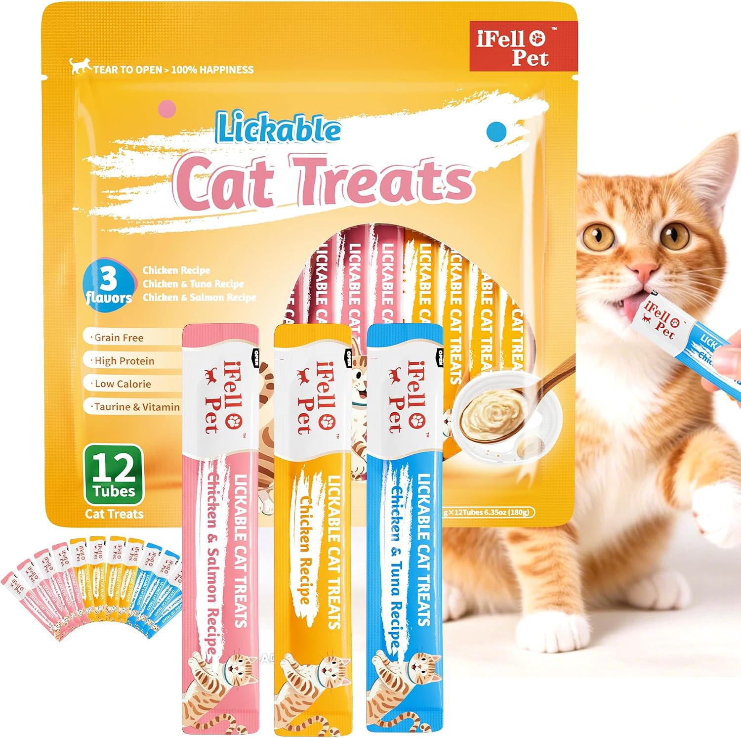 M-PETS lickable cat treats variety pack front view