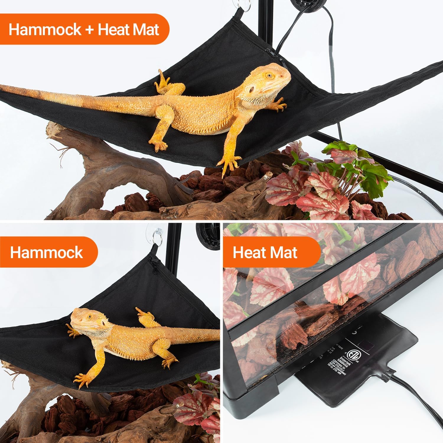Suction cup mounting system for reptile basking hammock