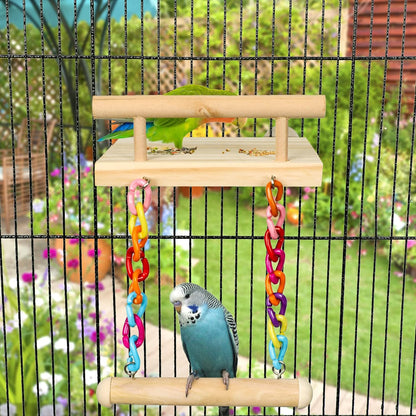FrgKbTm parrot playground with colorful acrylic swing attachment