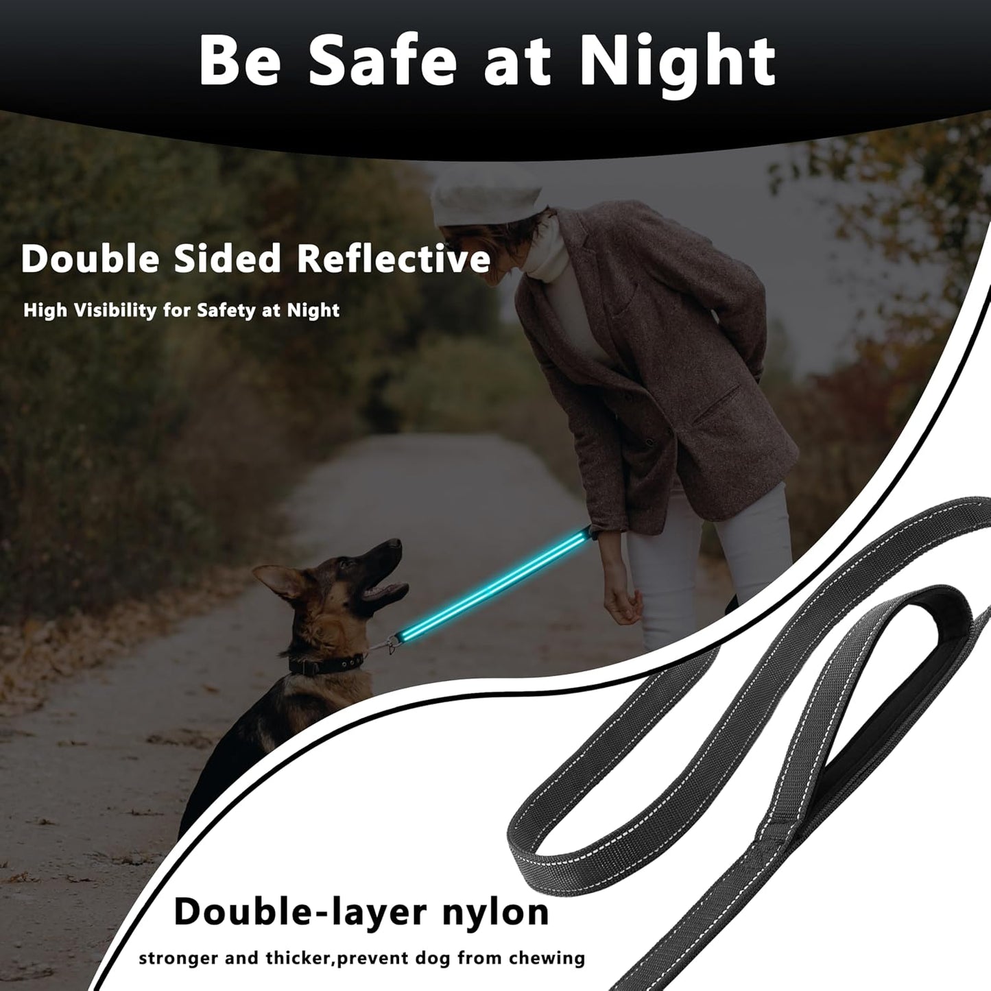 Three hundred and sixty degree rotating metal swivel clasp attached to a premium dog collar