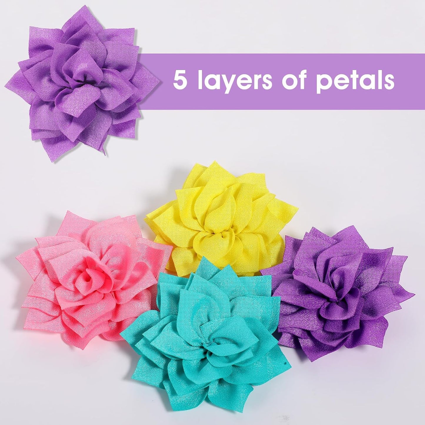Close up of fabric dog collar flower attachment
