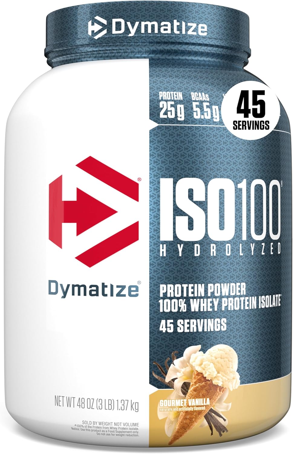 Dymatize ISO100 Whey Protein Powder Isolate, Strawberry, 25g of Protein, 5.5g BCAAs, Less Than 120 Cal., Gluten Free, 1g Fat, 1g Sugar, 2g Carb (20 Servings) - Image 9