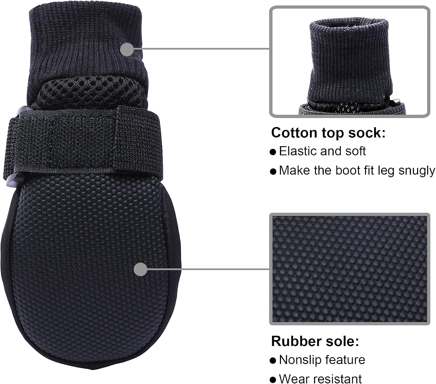Side view of HiPaw summer dog boots with secure hook and loop strap