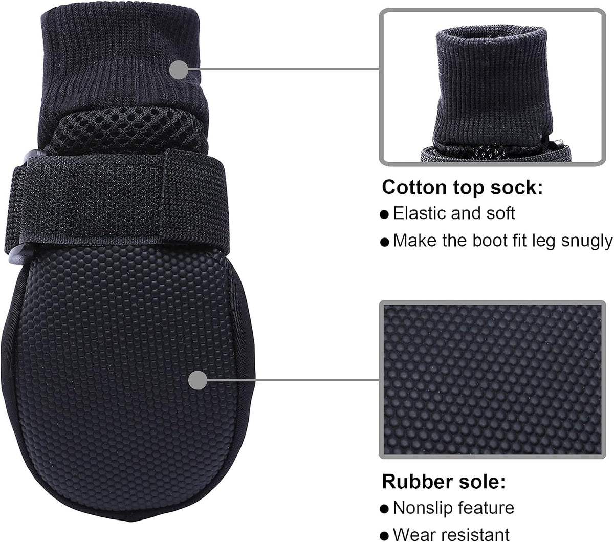 Side view of HiPaw summer dog boots with secure hook and loop strap
