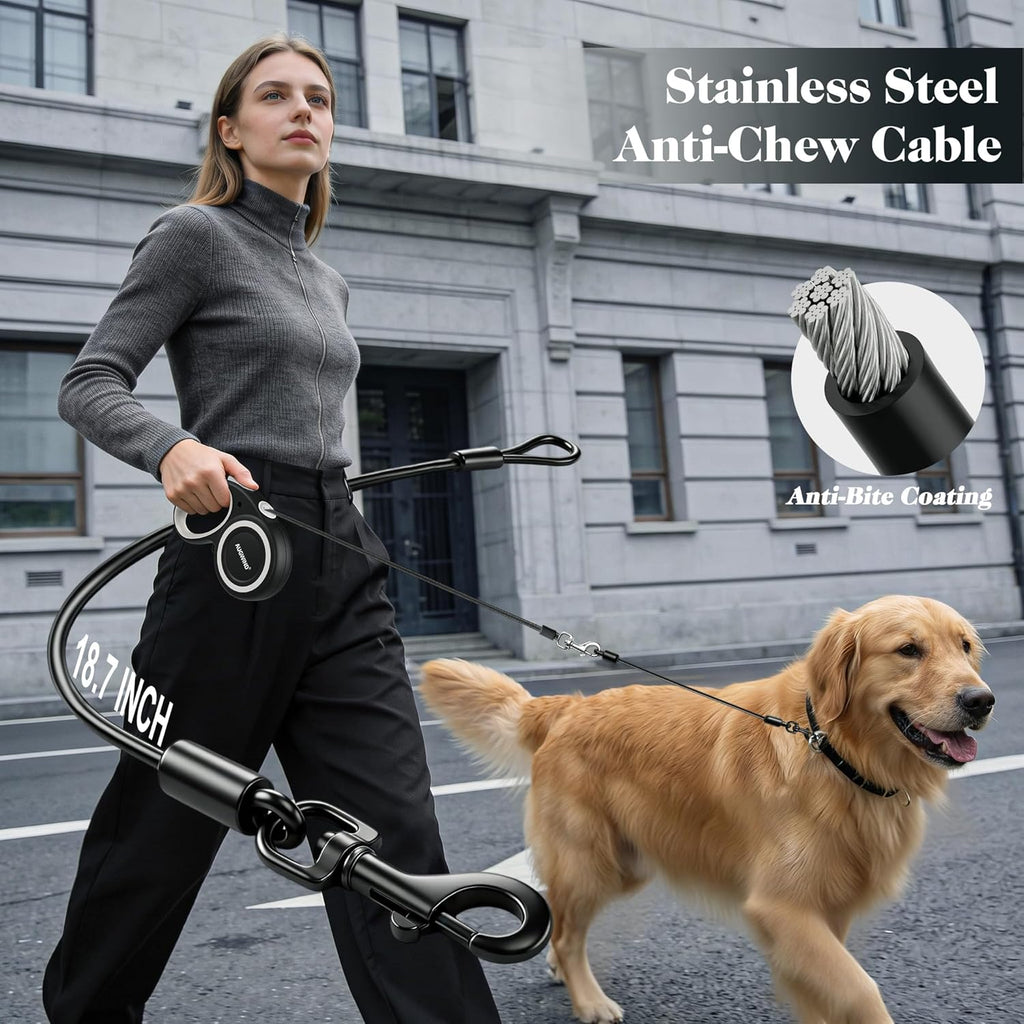 Ergonomic soft-grip handle of Augwind dog leash with control buttons