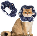 Maiiu soft adjustable cat cone collar front view dark blue comfortable recovery cone for small cats