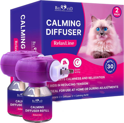 Beloved Pets Calming Pheromone Diffuser Kit front packaging showing two diffusers and two refills.