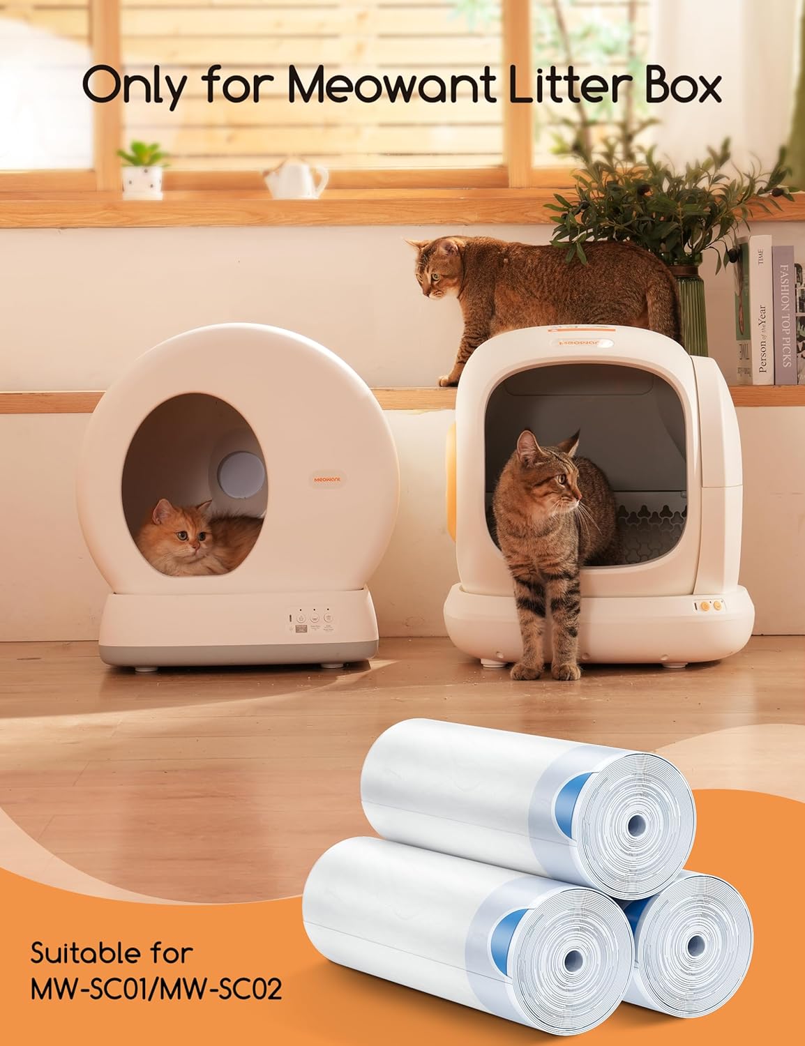 Premium 46 by 32 centimeter custom fit cat toilet liner replacement bags for multi cat homes