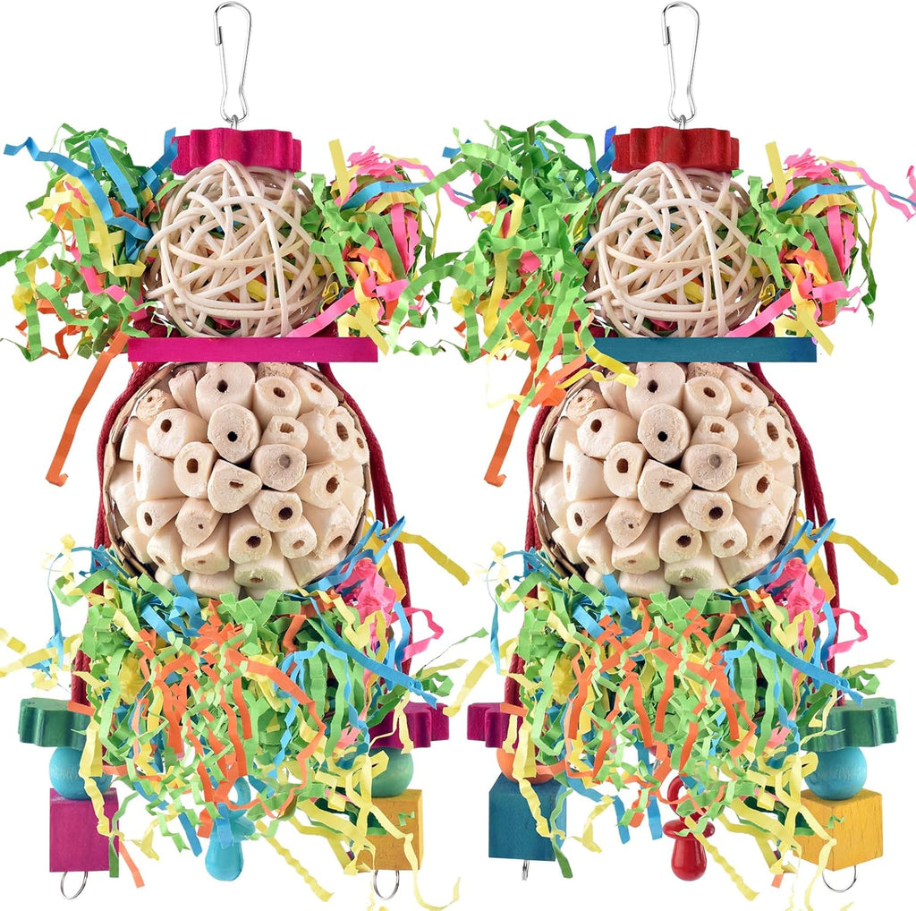 Bissap Bird Foraging Shredder Hanging Toy two pack front view