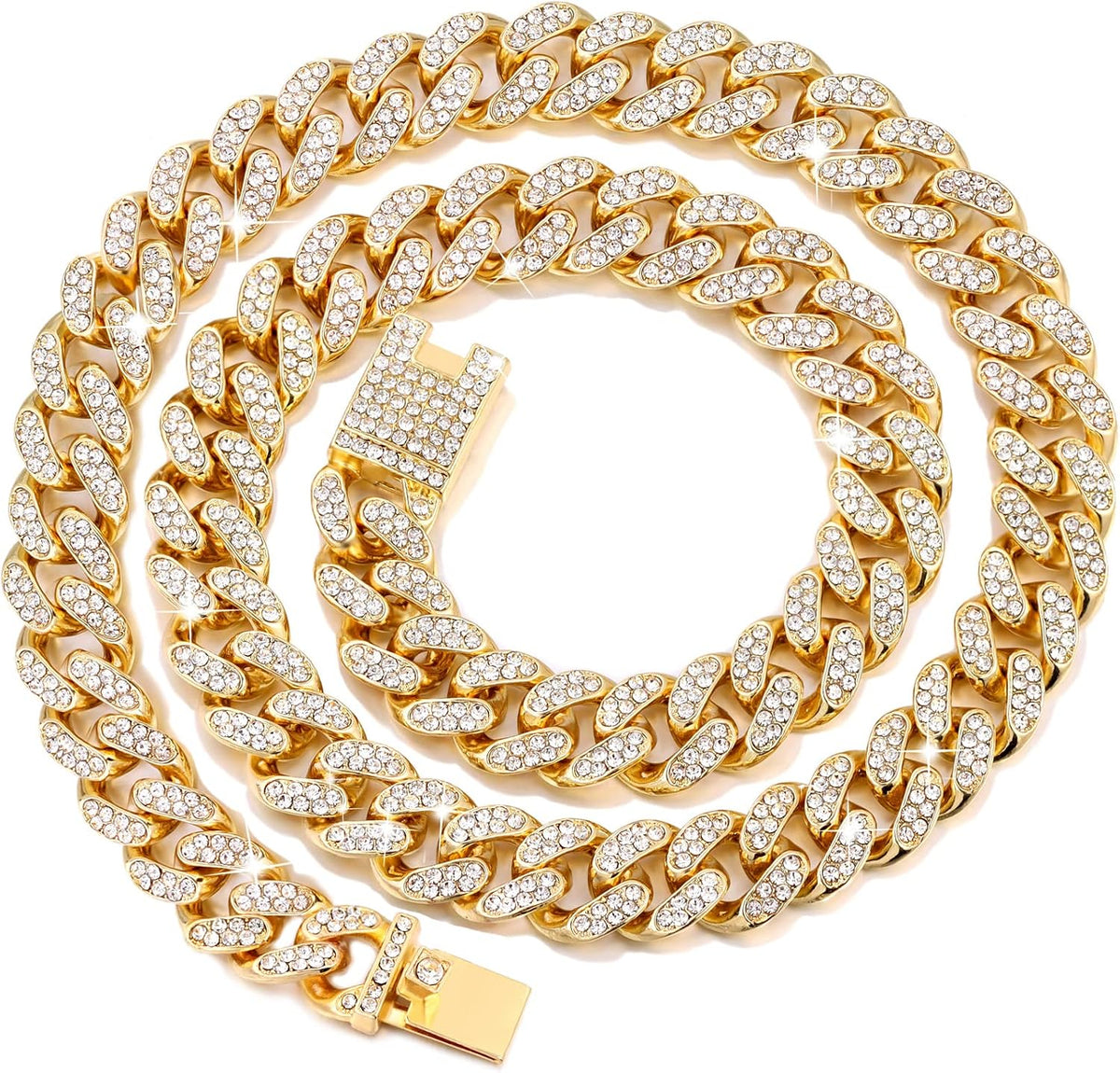 Flatfoosie Cuban Link Dog Collar front view premium gold plated iced out pet chain
