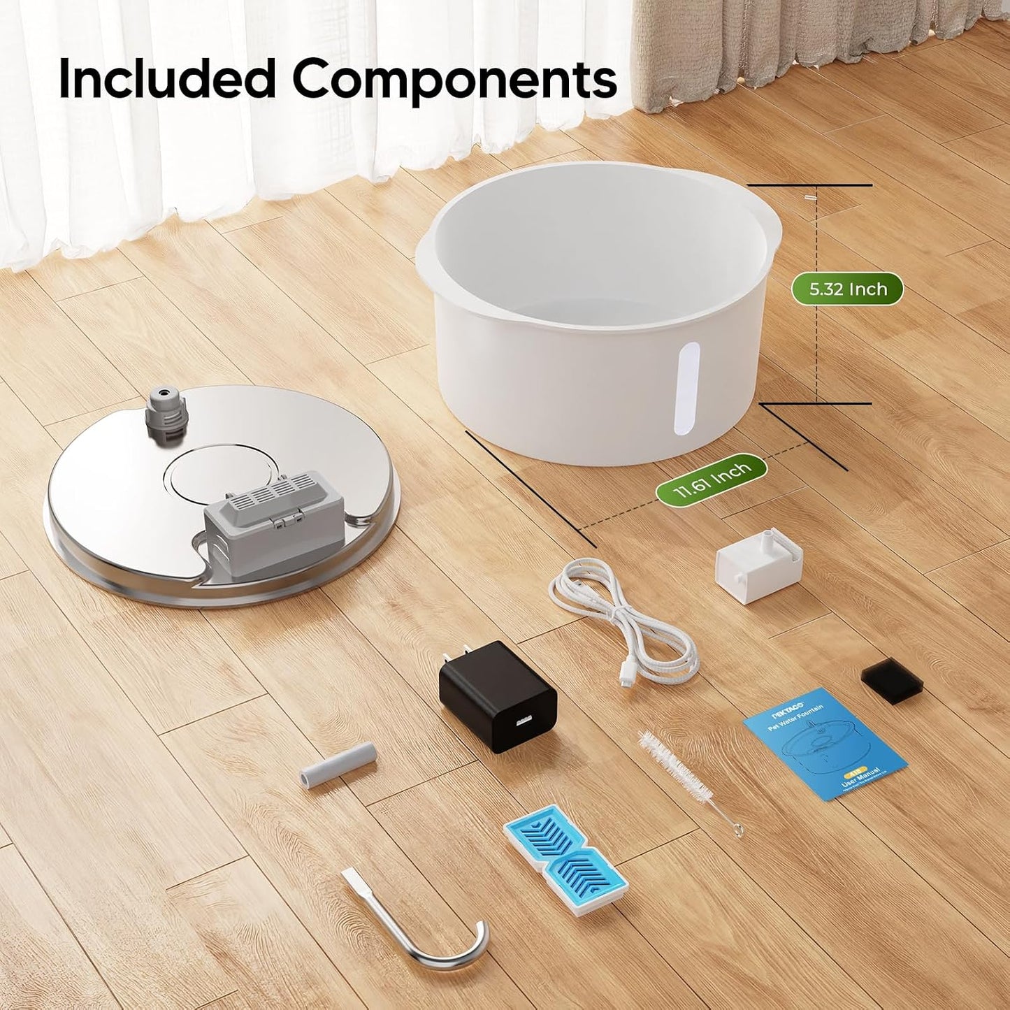 Pektaco stainless steel pet water fountain in home setting