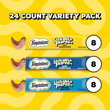 Temptations Creamy Puree Squeezable Lickable Cat Treats, Wet Cat Treats with Chicken, Salmon, and Tuna Variety Pack, 0.42 oz. Tubes, 24 Count - Image 10