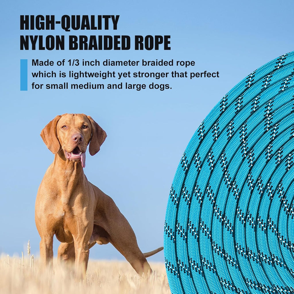 Lynxking reflective blue puppy rope training lead night visibility feature