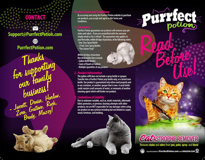 Detail shot of the 32 Ounce pet odor eliminator bottle displaying the non toxic application features.