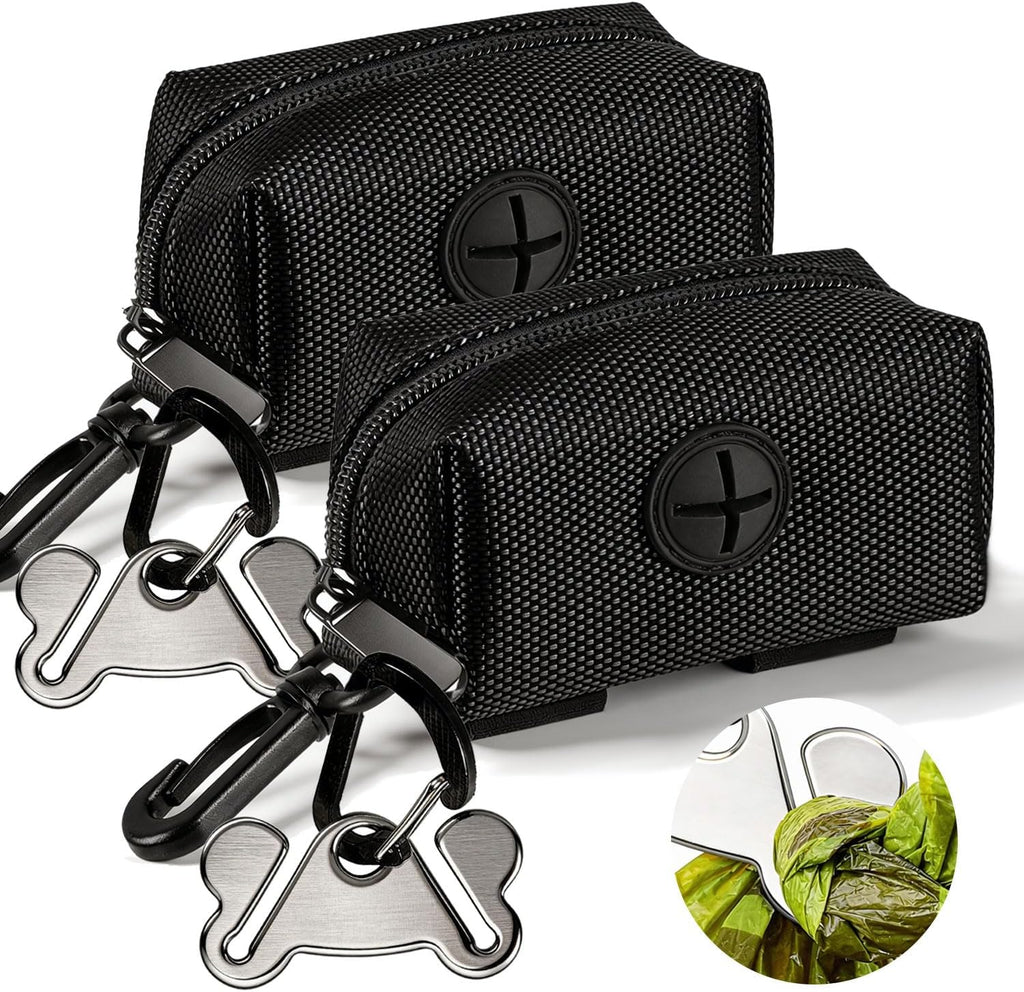 Dog Waste Bag Dispenser Pet Poop Bags Holder for Doggie Waste Bags Dispensers Soft Fabric Zipper Small Doggy Puppy Pouch for Leash Accessory Attachment with Carrier,Black - Image 14