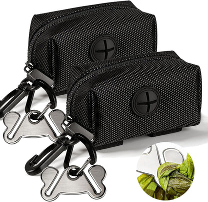 Dog Waste Bag Dispenser Pet Poop Bags Holder for Doggie Waste Bags Dispensers Soft Fabric Zipper Small Doggy Puppy Pouch for Leash Accessory Attachment with Carrier,Black - Image 14