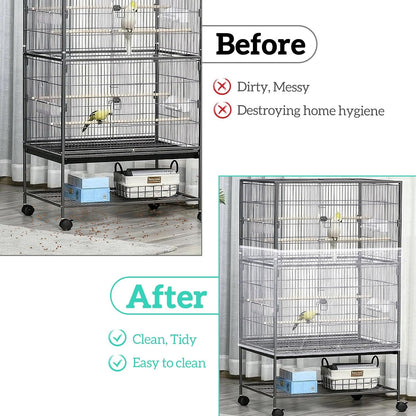 Two pieces of white birdcage net covers folded neatly