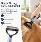 Sodknow Tiktrove pet brush next to its included premium satin storage pouch.