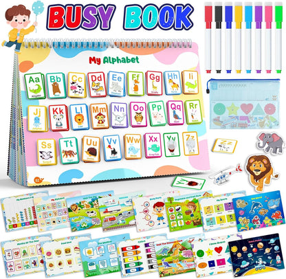Websonaw busy book for toddlers front view featuring colorful alphabet matching theme cards