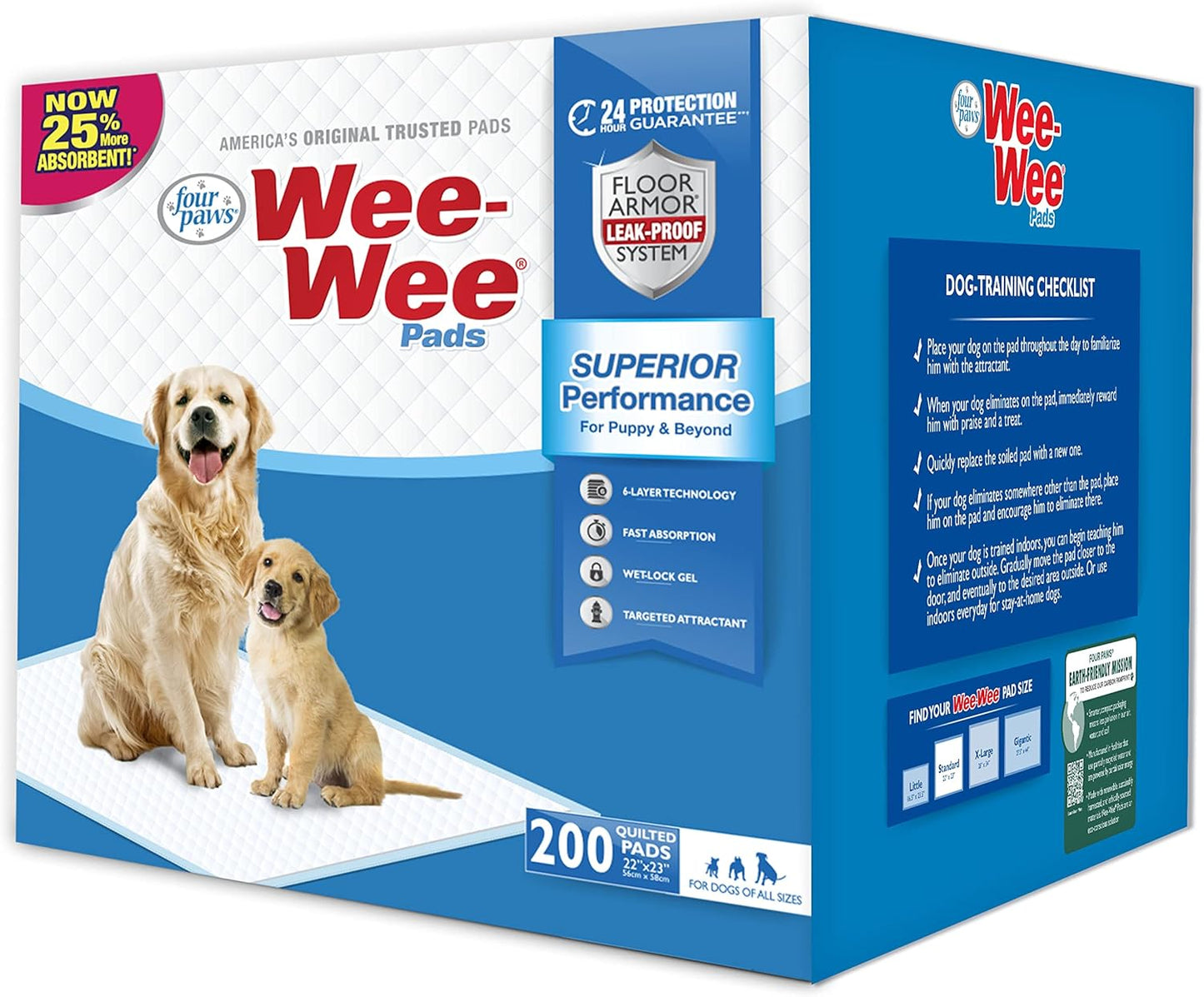 Four Paws Wee-Wee Superior Performance Unscented Puppy Pee Pads for Dogs & Puppies, Quilted Leak-Proof Dog Housebreaking Potty Training Floor Protection, Pet Supplies, 22" x 23", 200 Count - Image 11