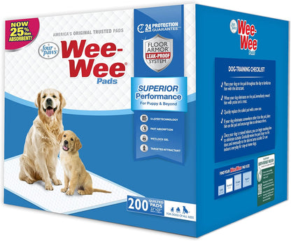 Four Paws Wee-Wee Superior Performance Unscented Puppy Pee Pads for Dogs & Puppies, Quilted Leak-Proof Dog Housebreaking Potty Training Floor Protection, Pet Supplies, 22" x 23", 200 Count - Image 11