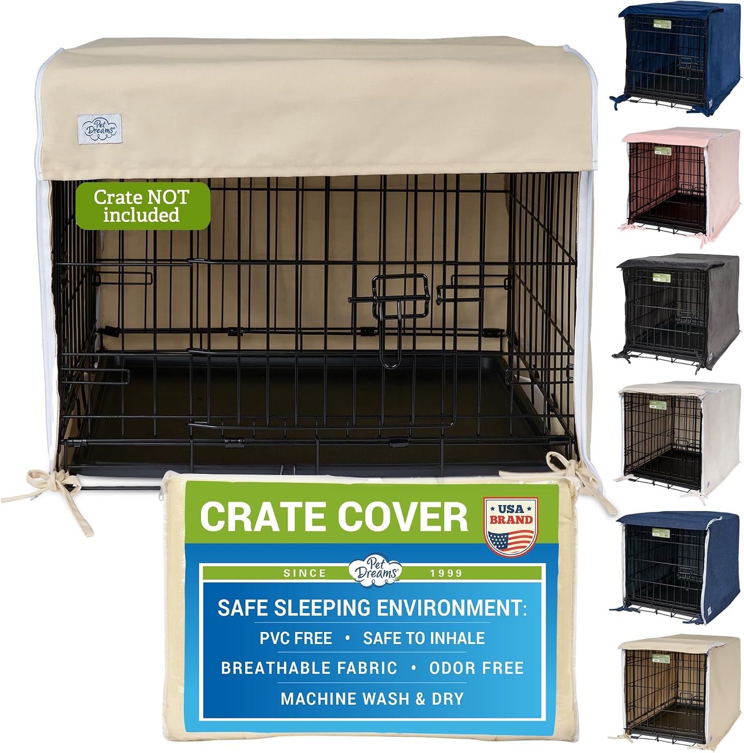 Pet Dreams Dog Crate Cover - Breathable Fabric Kennel Topper for Double-Door Crates, Fits iCrate Dog Cages 18, 24, 30, 36, 42, 48 Inches (Ivory, Medium, 30") - Image 12