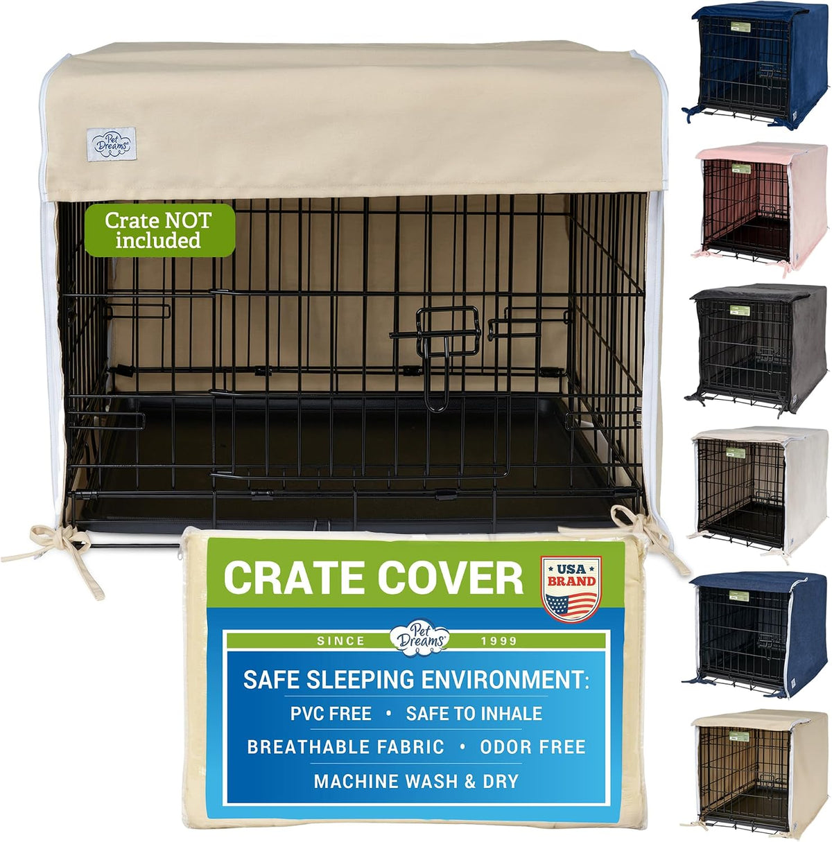 Pet Dreams Dog Crate Cover - Breathable Fabric Kennel Topper for Double-Door Crates, Fits iCrate Dog Cages 18, 24, 30, 36, 42, 48 Inches (Ivory, Medium, 30") - Image 12