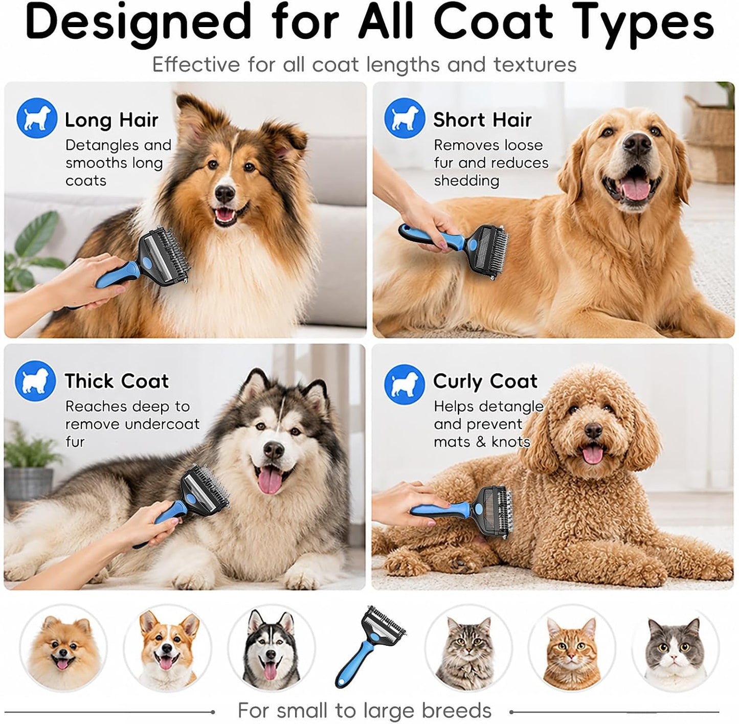AXEFUN heavy shedding and undercoat removal tool for long hair pets