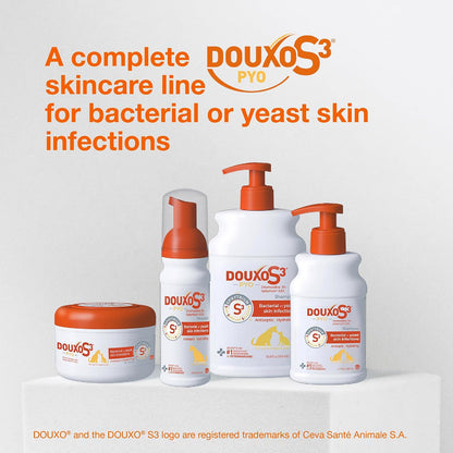Group shot of Douxo S3 Pyo shampoo for dermatology care