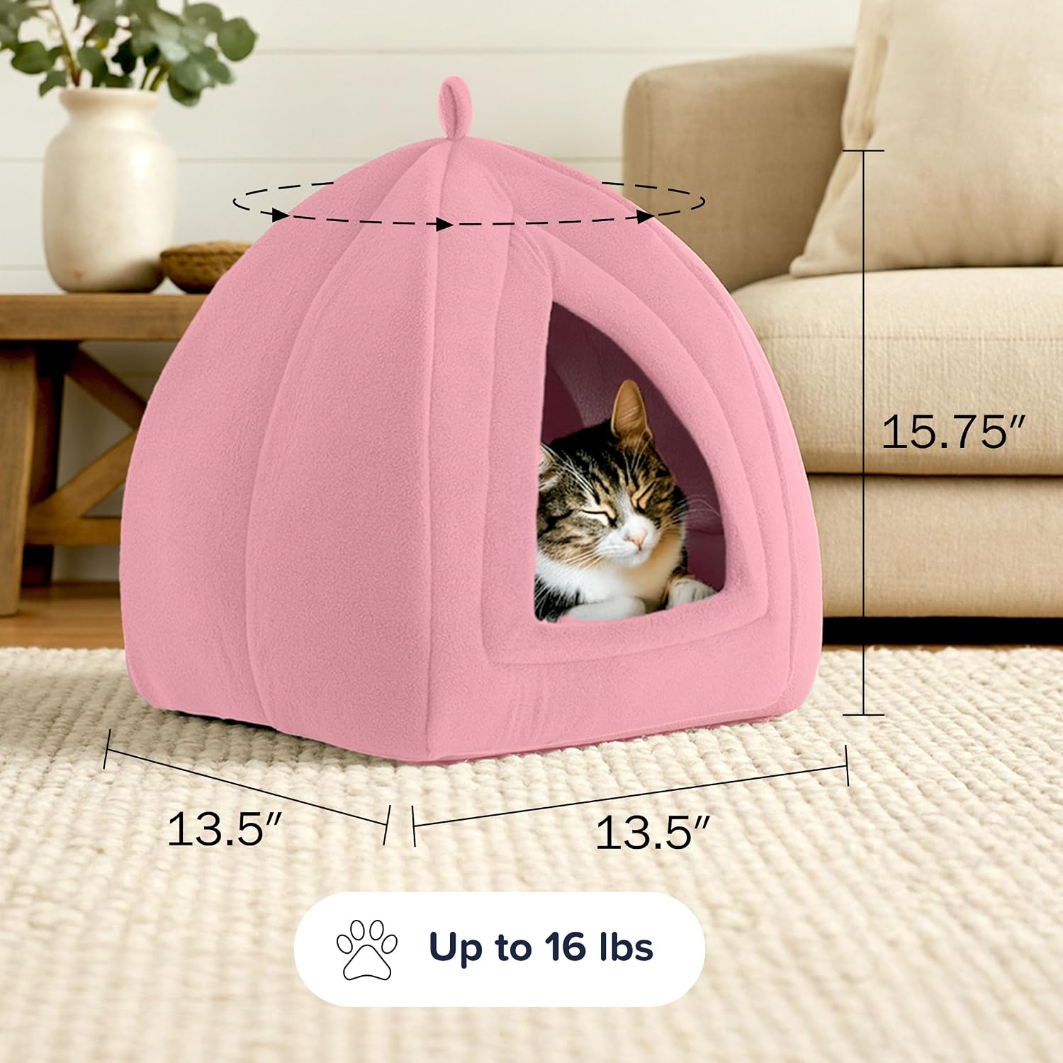 Side profile of pink petmaker cat tent
