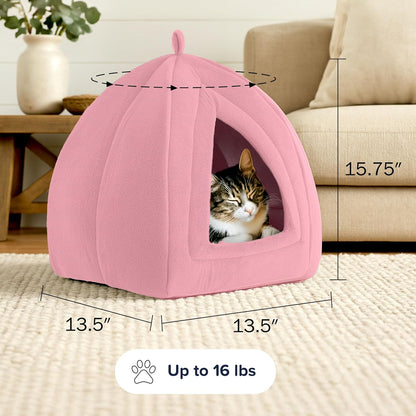 Side profile of pink petmaker cat tent