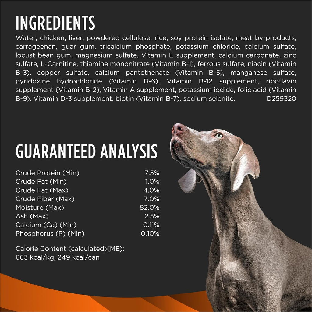 Veterinary recommended obesity management dog food case of 12 cans