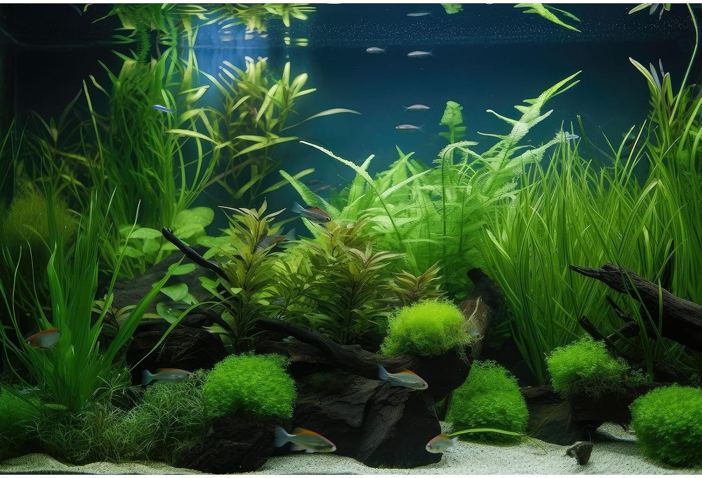 Aquarium Background Various Underwater Grass Plants Aquarium Backdrop Vivid and Fresh Green Aquatic Plants Stone River Bed and Dead Wood Purple Stone Fish Tank Background 24x16in - Image 12