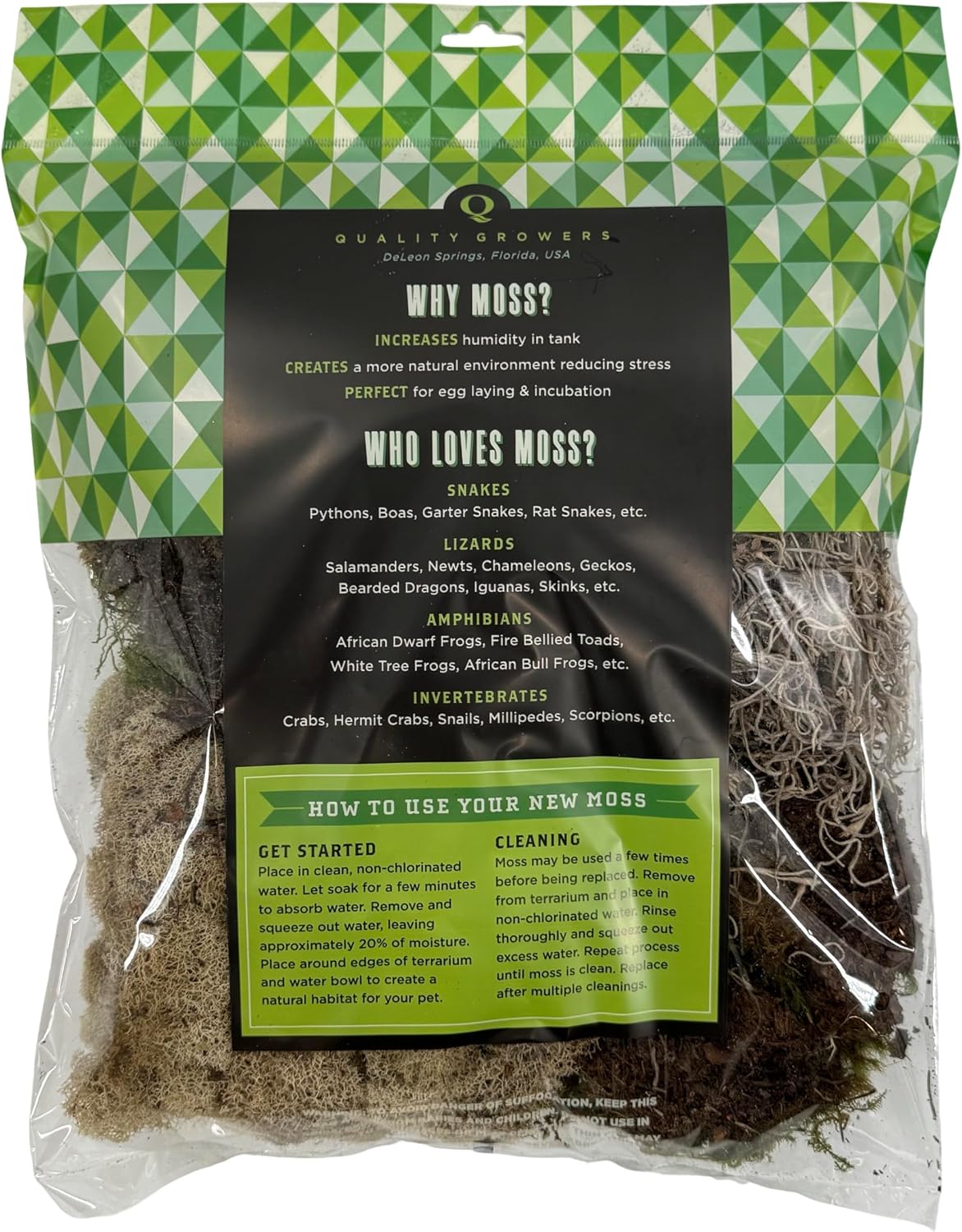 USA sourced natural moss collection for pet habitats