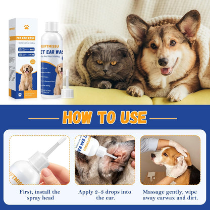 Instructions for using Giftmissu dog and cat ear wash