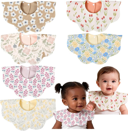Juva 6-pack organic cotton baby bibs front view