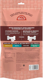 Better Belly venison rawhide rolls 3 count pack showing product texture and large size