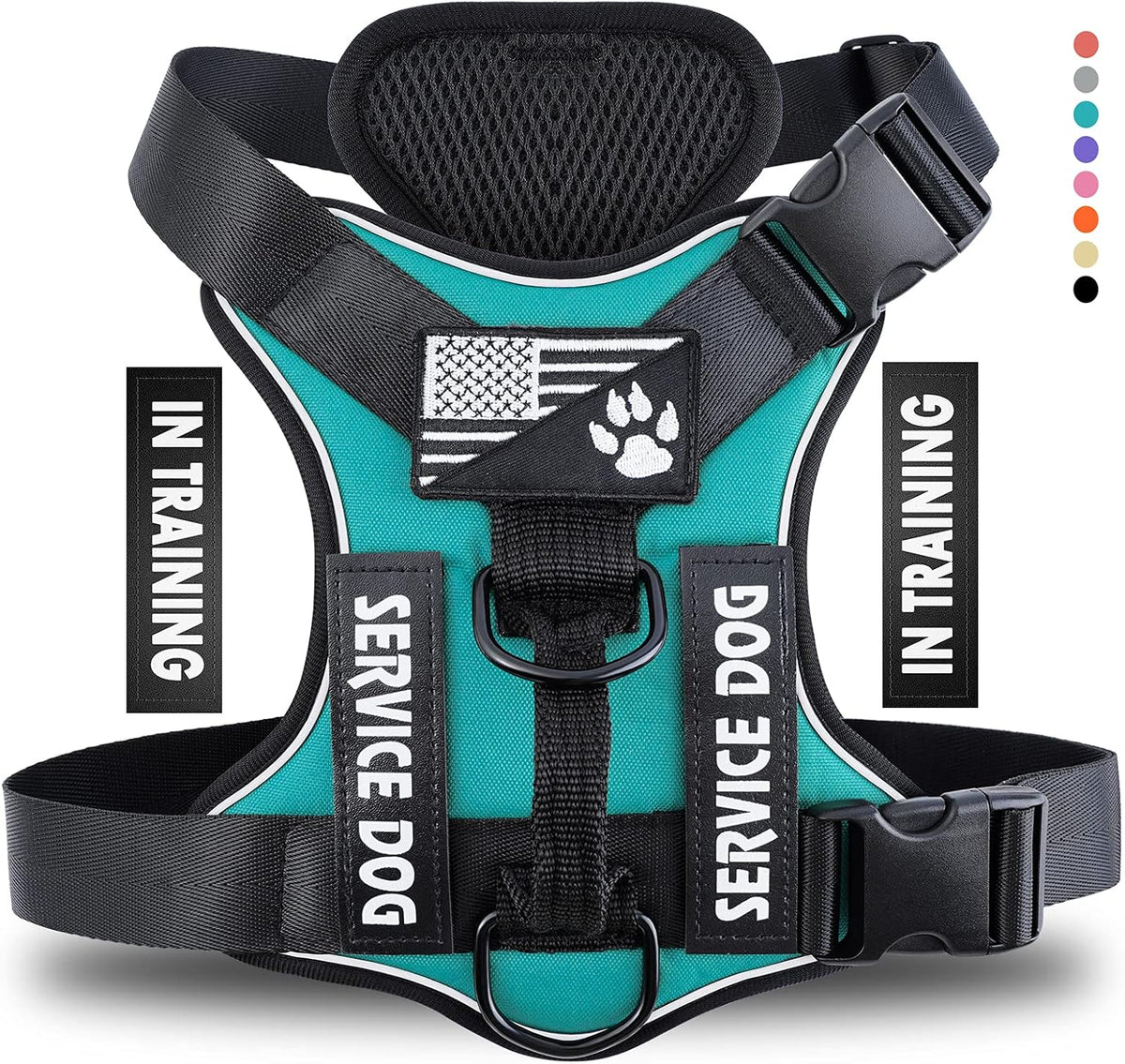Service Dog Harness, Reflective Dog Vest Harness with 5 PCS Patches, Adjustable Soft Oxford Pet Harness, Inner Layer Mesh, Easy to Control for Dogs (All-RED, Small (Pack of 1)) - Image 14