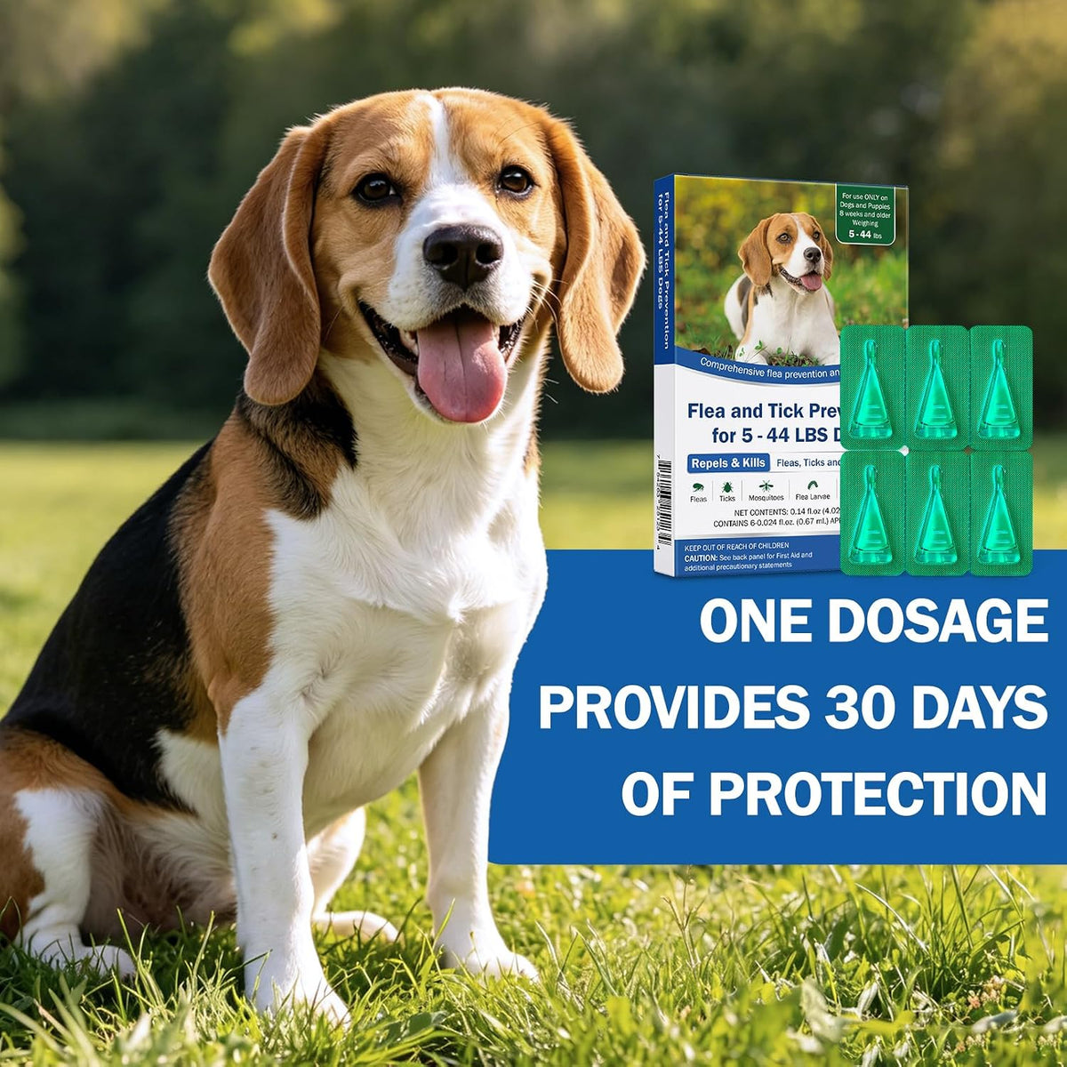 Besgiful external parasite protection liquid applicator visual layout for small and medium breeds.
