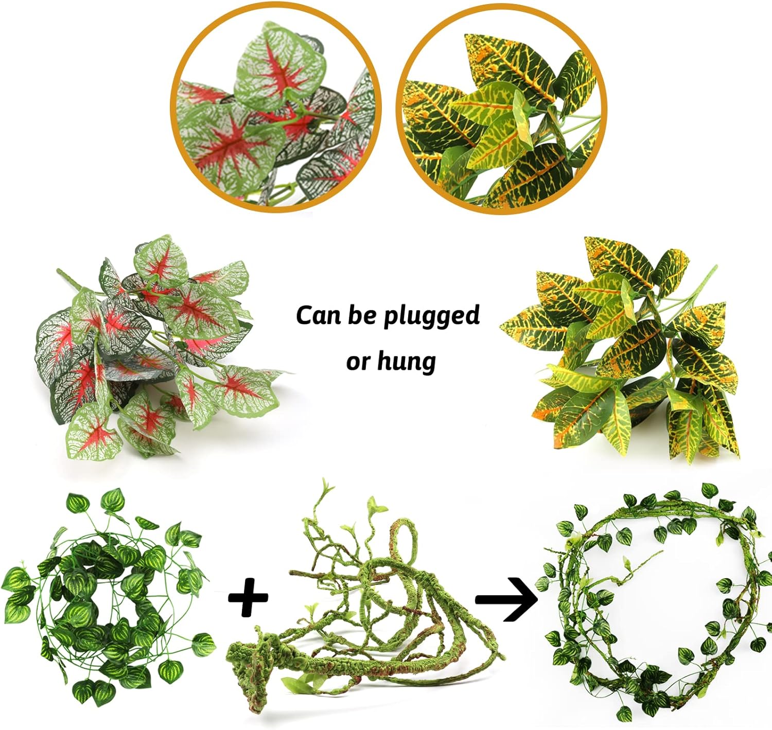 Artificial hanging leaves for gecko tank decoration