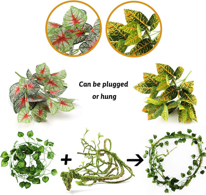 Artificial hanging leaves for gecko tank decoration
