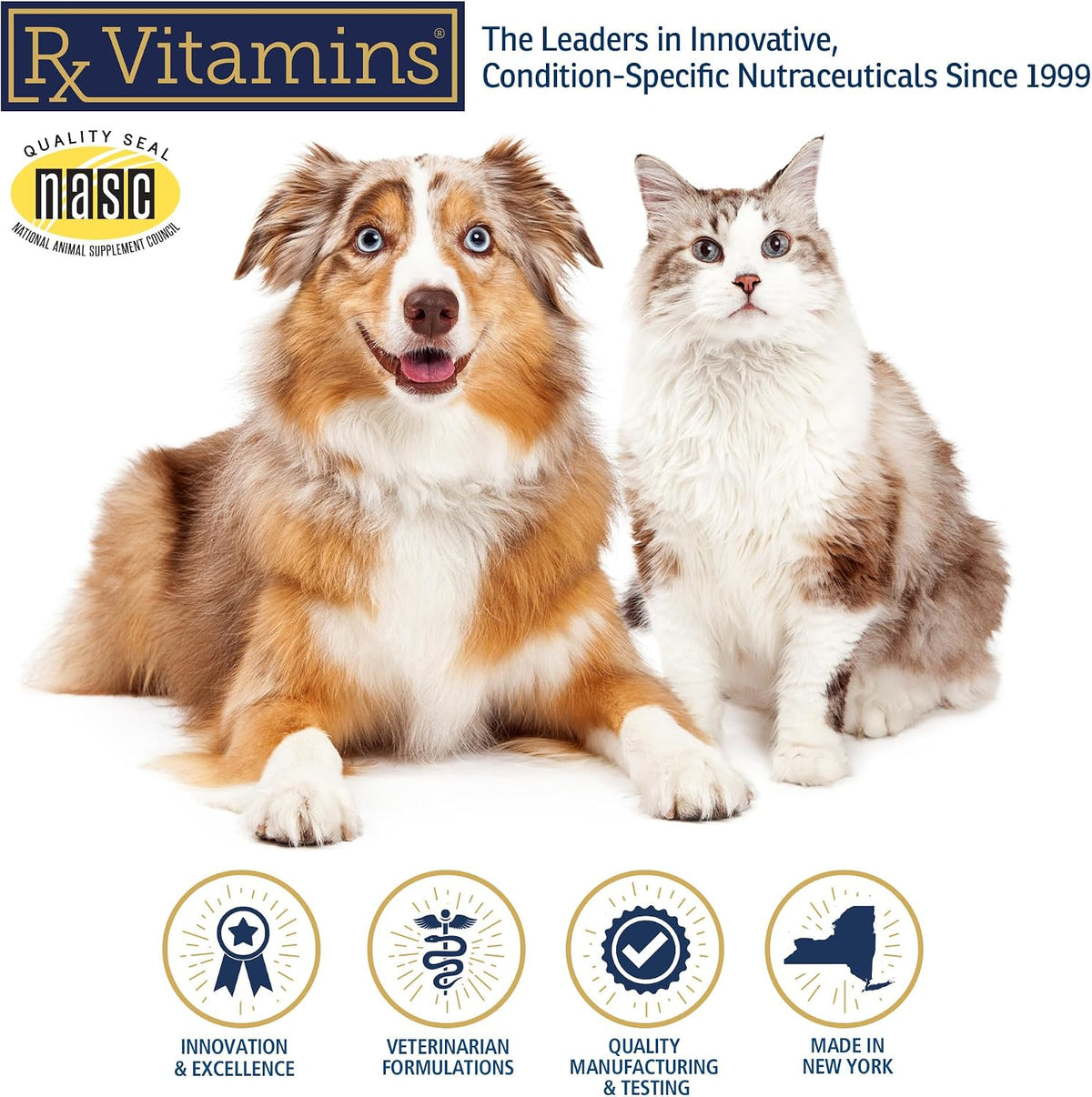 Rx Vitamins pet supplement packaging indicating silymarin and silybinin content