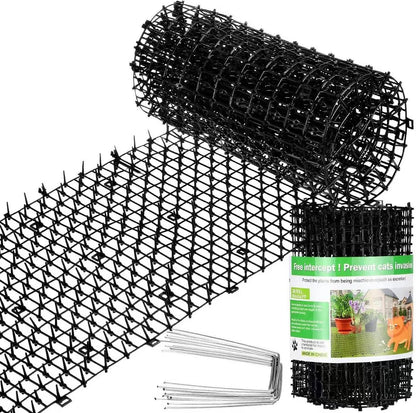 Sanwuta 2 Pcs 26.3 ft Cat Spike Mat Outdoor Cat Deterrent Mat with Spikes Prickle Strips Indoor Dog Digging Deterrent Anti Network Spikes with 10 Staples for Garden Fence(Brown) - Image 9