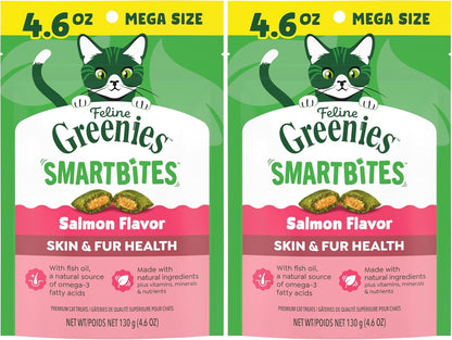 Greenies Cat Treats, Feline Smartbites, Skin & Fur Health, Crunchy and Soft Cat Treats, Salmon Flavor, 16 oz. Tub - Image 15