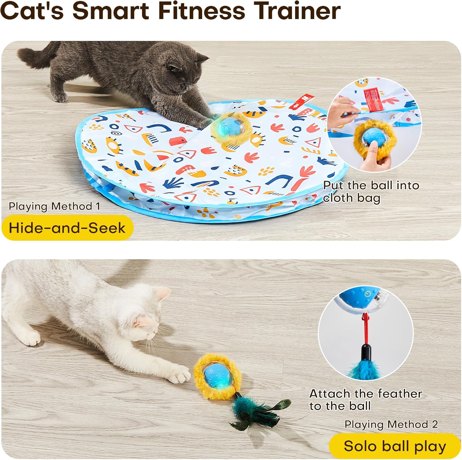Cat playing with Potaroma automatic motion-activated ball