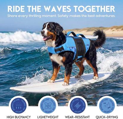 ASENKU Dog Life Jacket with Reflective Stripes, Adjustable High Flotation Dog Safety Vest, Ripstop Pet Lifesaver for Swimming Boating, Lightweight Life Preserver for Large Dogs (Blue, XL) - Image 9