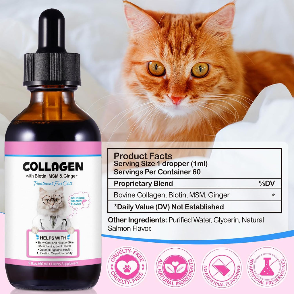 Vosifsdiy salmon flavored skin and coat supplement for cats sixty milliliter bottle